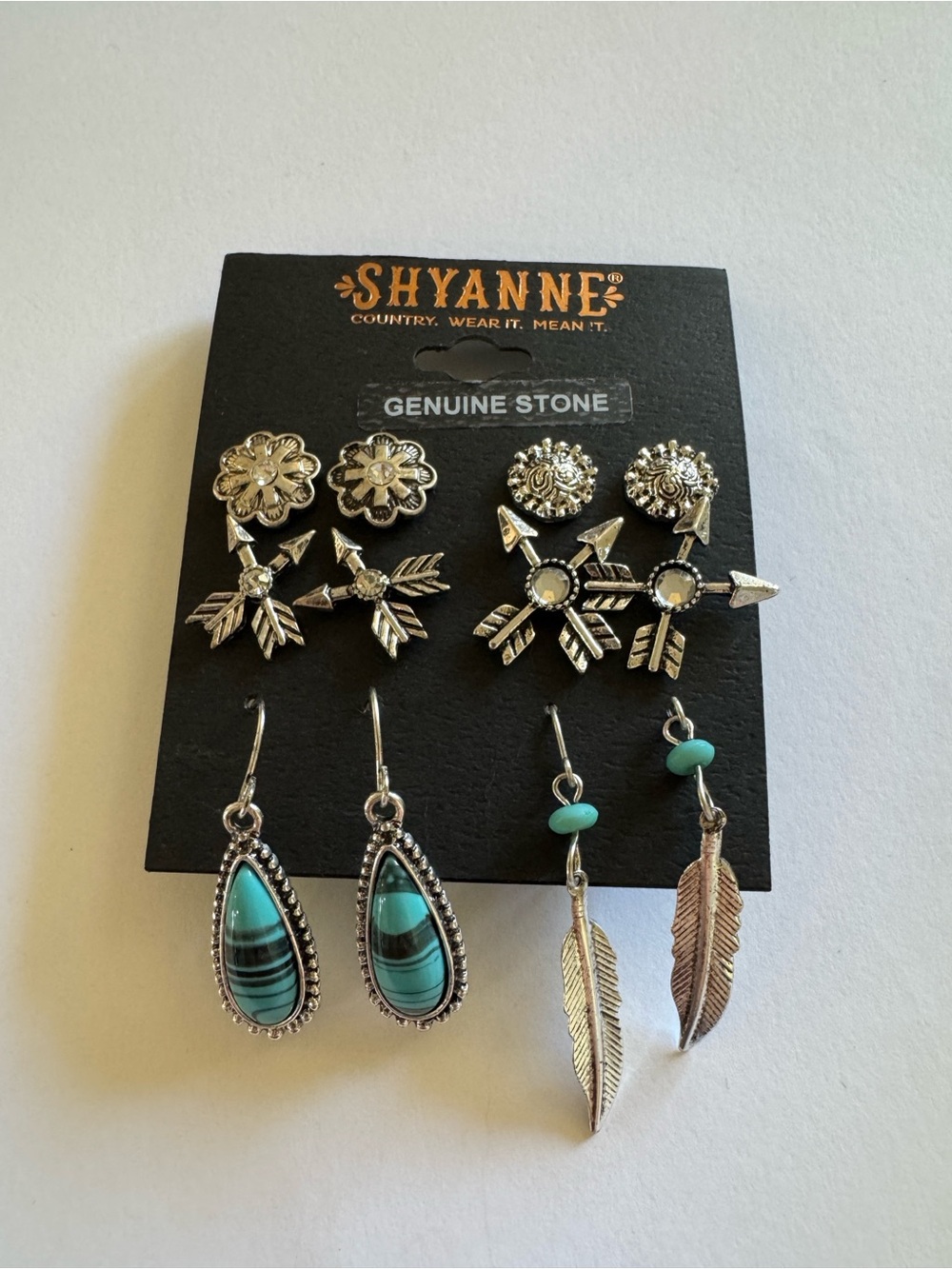 Shyanne Turquoise & Silver Boho Earring Set